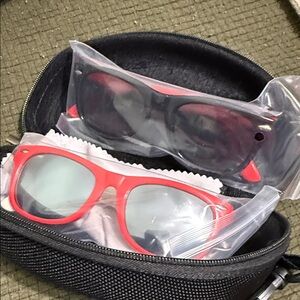 Toddler sunglasses: Red and Black Sunglasses Set, 2 pair, never used